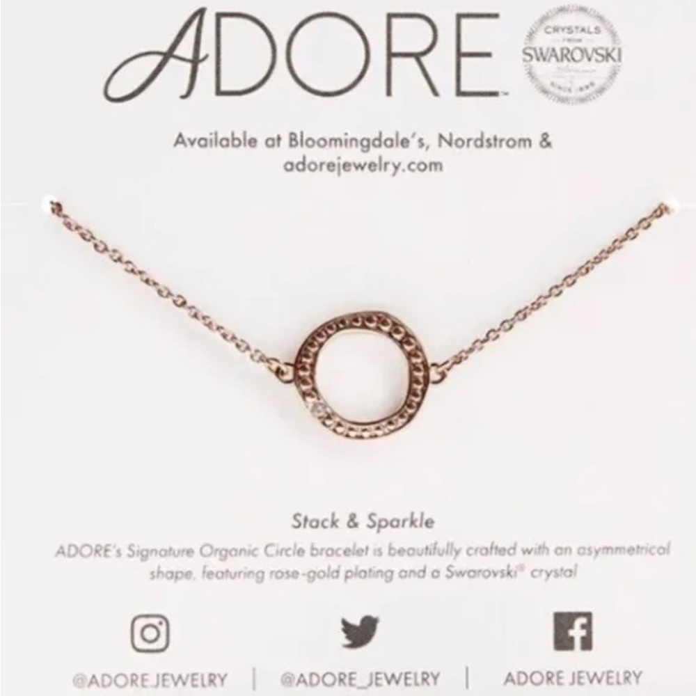 Adore Swarovski Signature Organic Circle Bracelet Rose Gold Stack & Sparkle